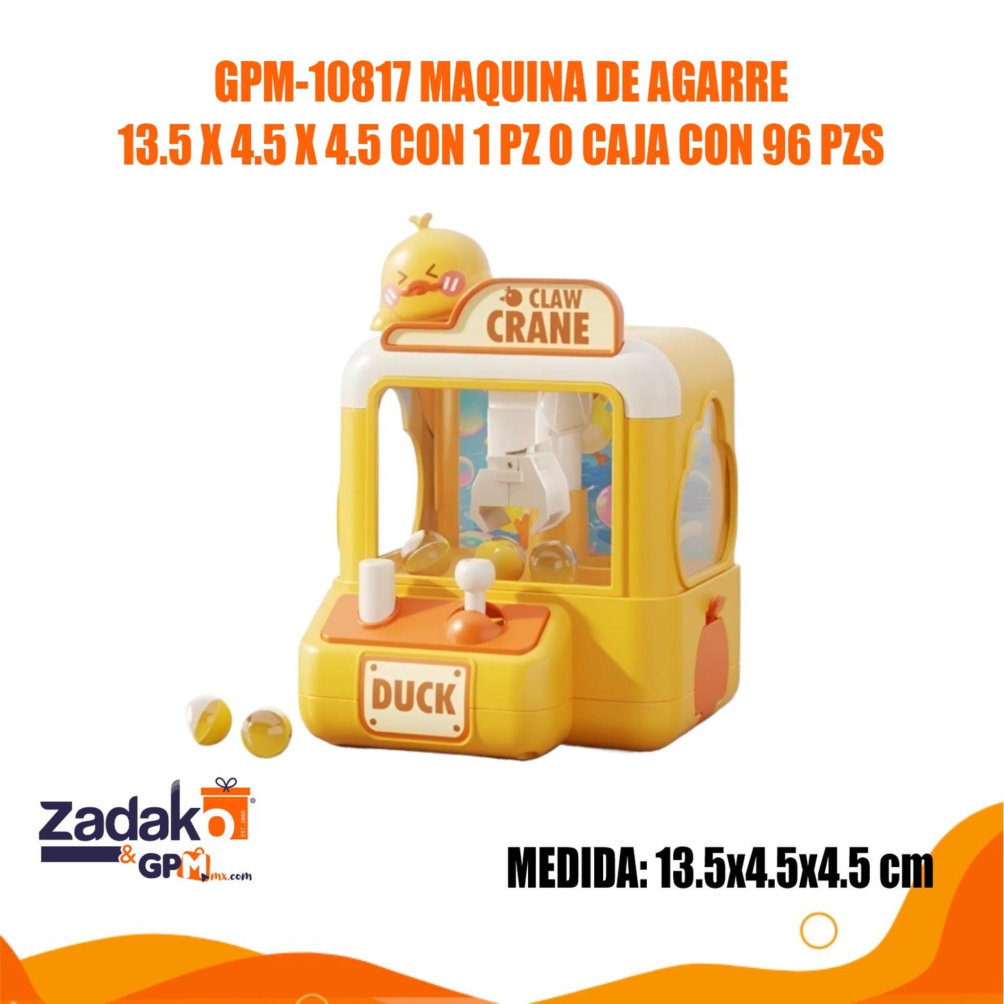 GPM-10817 MAQUINA DE AGARRE 13.5 X 4.5 X 4.5 CON 1 PZ O CAJA CON 96 PZS