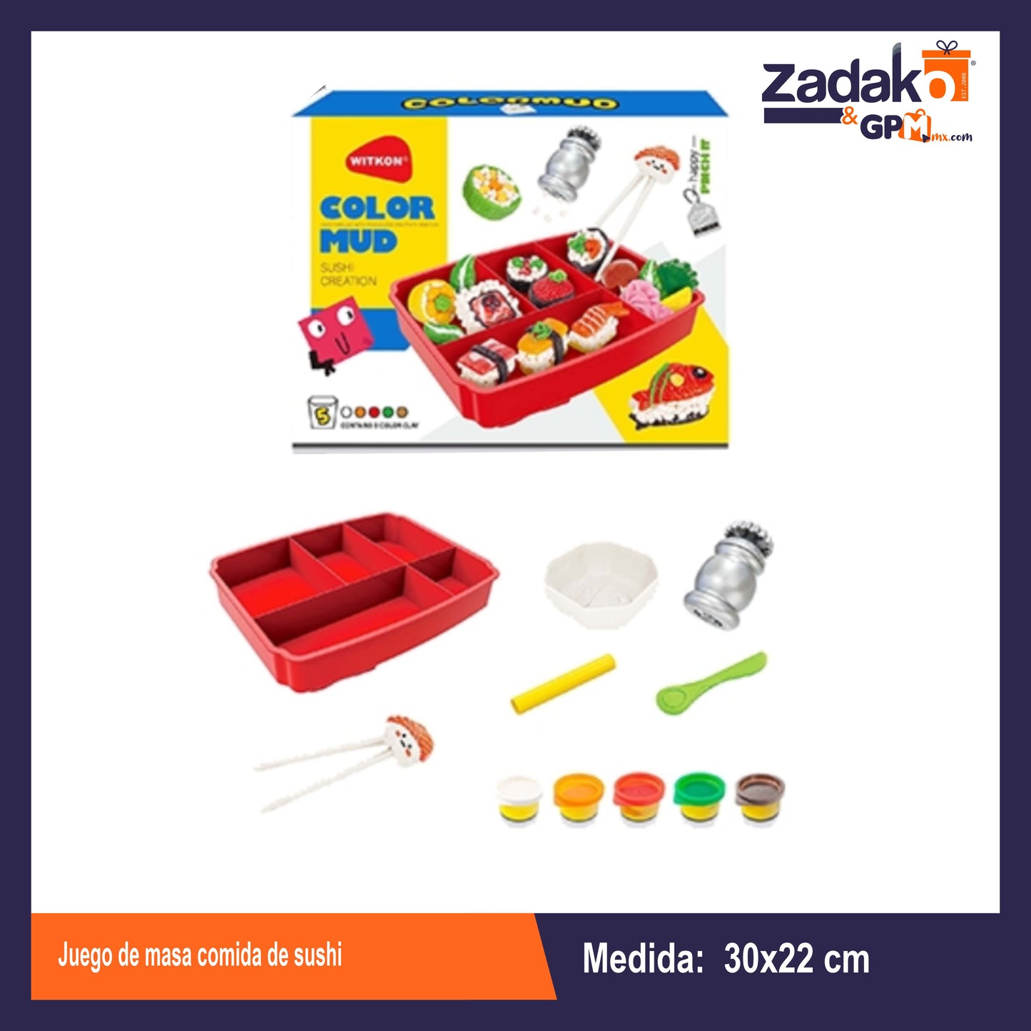 GPM-10852 JUEGO DE MASA COMIDA DE SUSHI CON 1 PZ O CAJA CON 24 PZS