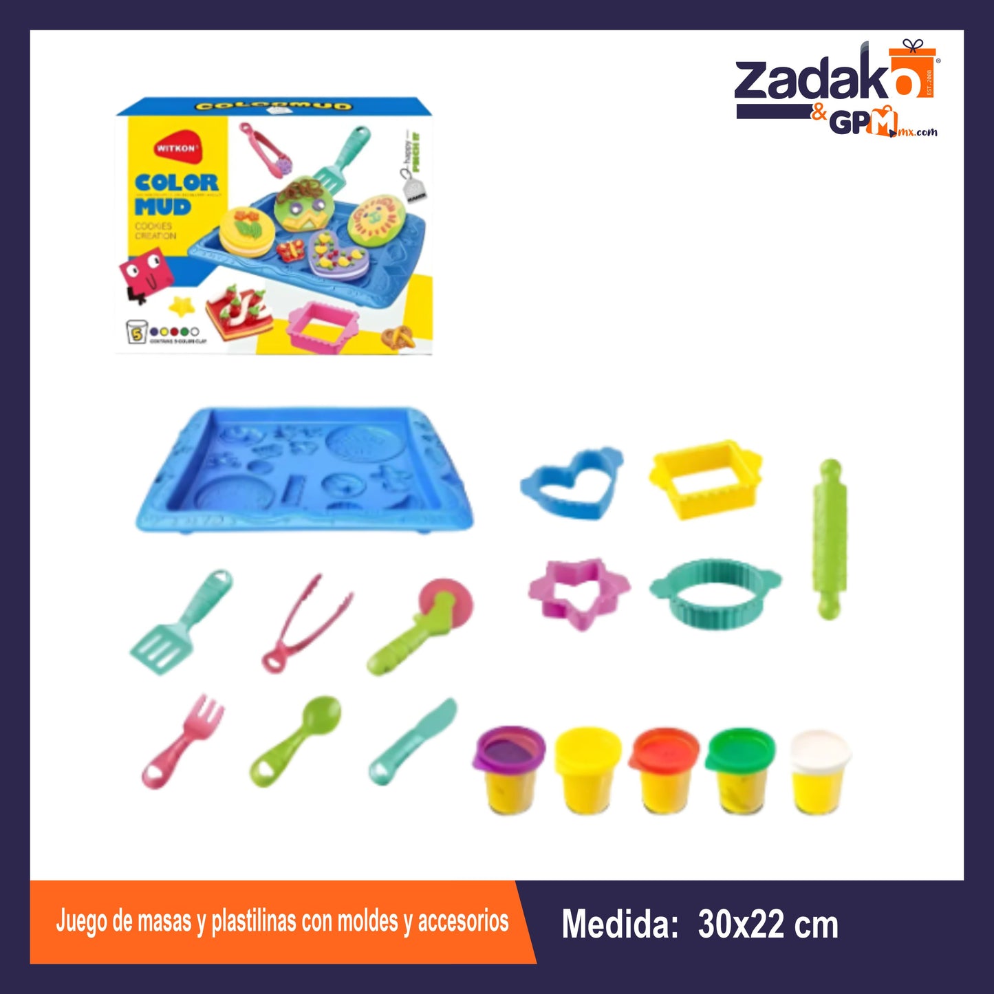 GPM-10853 JUEGO DE MASAS Y PLASTILINAS CON MOLDES Y ACCESORIOS CON 1 PZ O CAJA CON 24 PZS