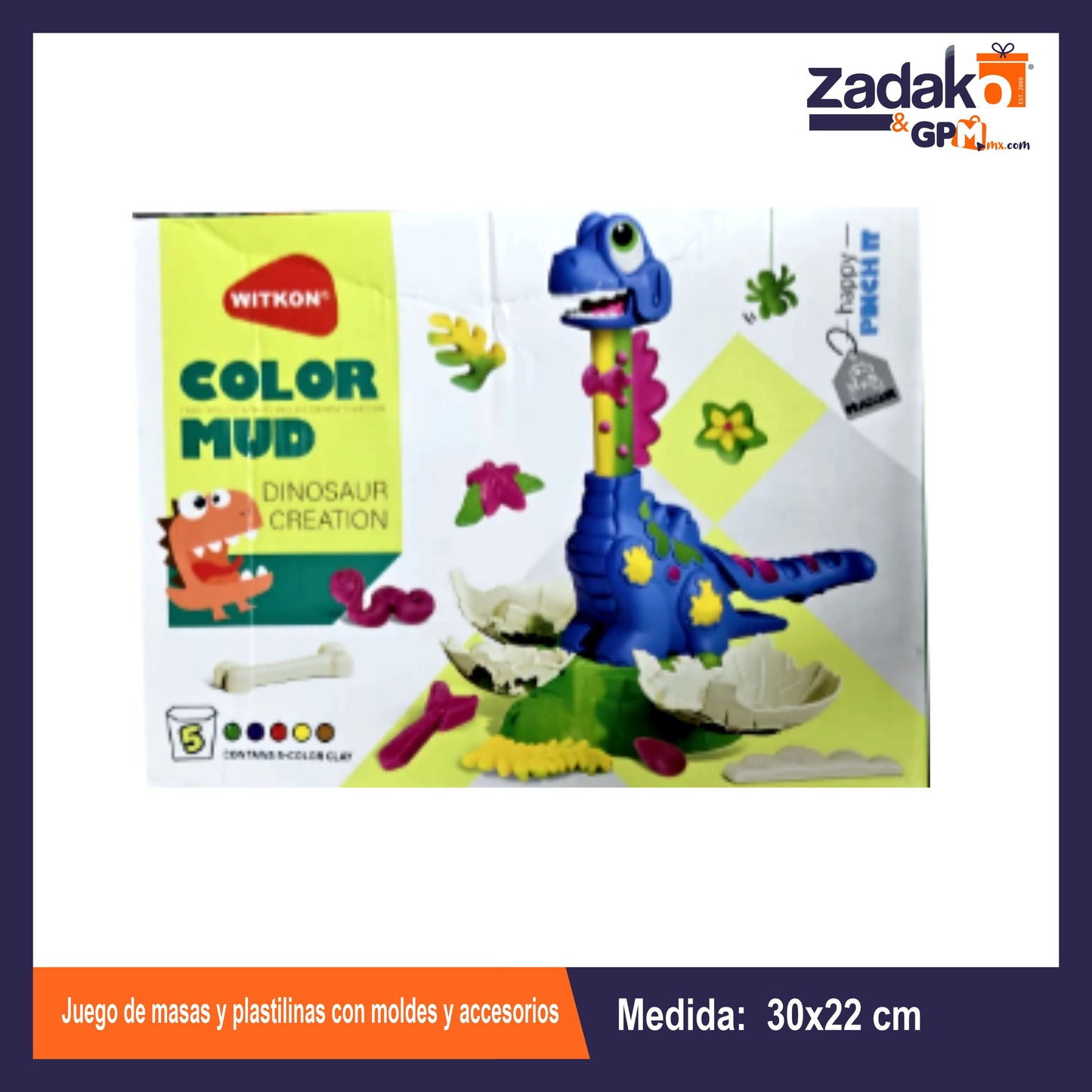 GPM-10854 JUEGO DIDACTICO MAQUINA PLASTILINA DINOSAURIO CUELLO LARGO CON 1 PZ O CAJA CON 24 PZS