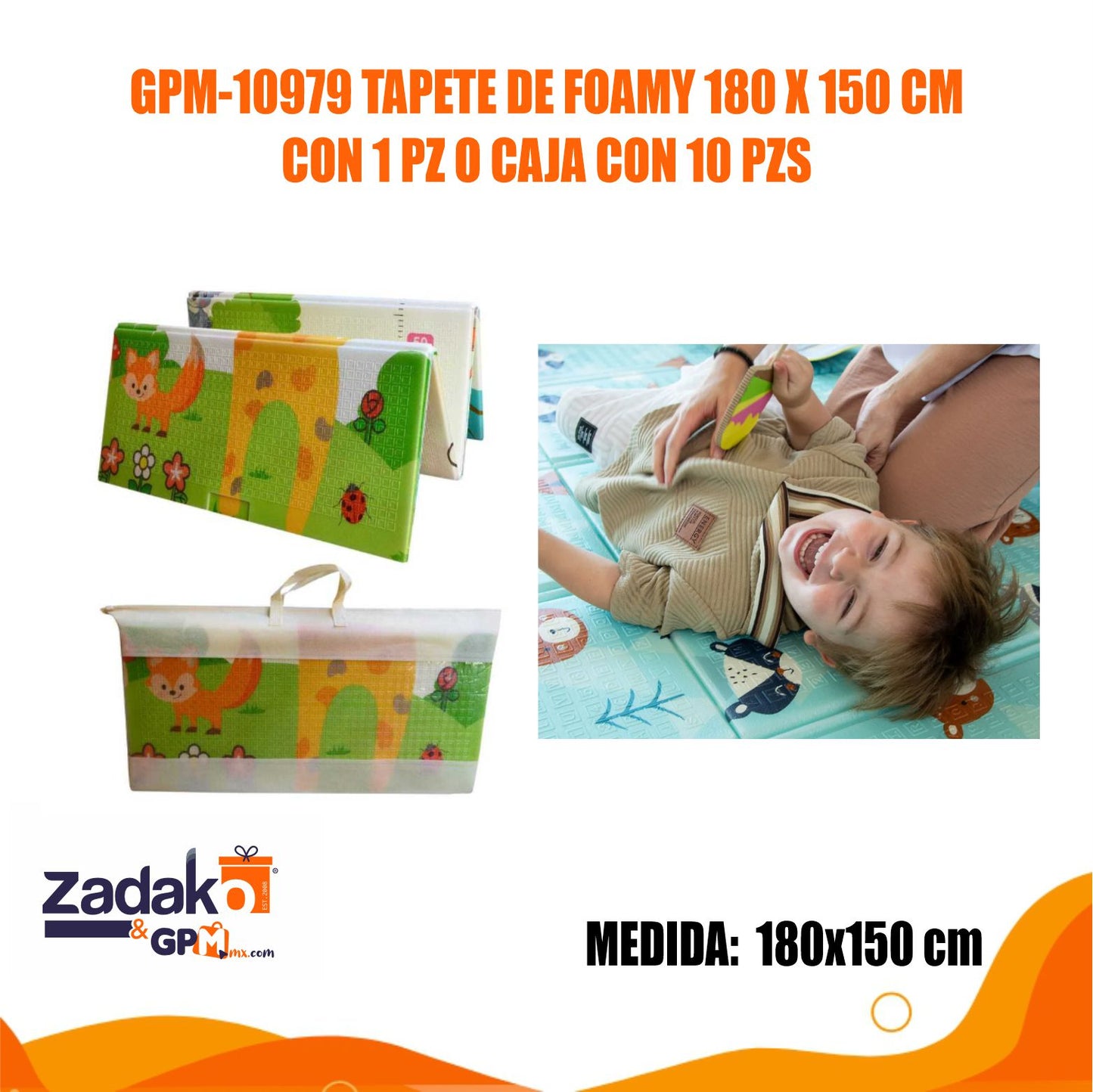 N-GPM-10979 GPM-10979 TAPETE DE FOAMY 180 X 150 CM CON 1 PZ O CAJA CON 10 PZS