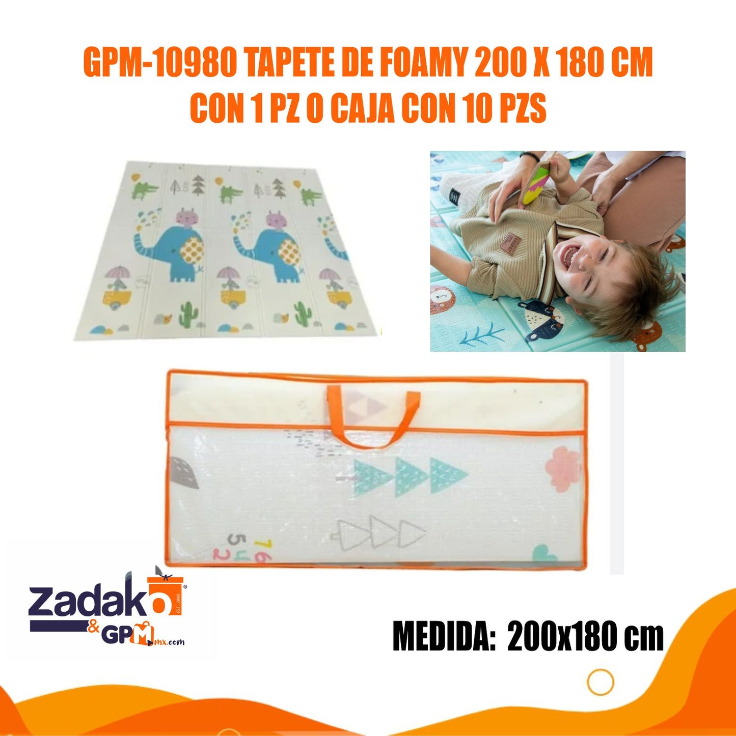 N-GPM-10980 GPM-10980 TAPETE DE FOAMY 200 X 180 CM CON 1 PZ O CAJA CON 10 PZS