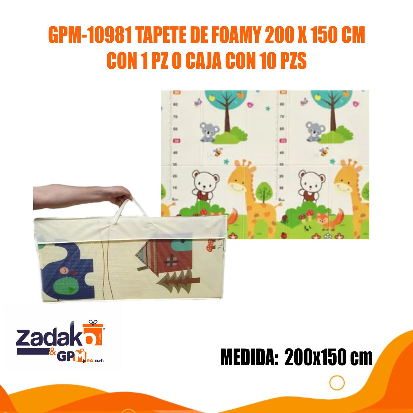 N-GPM-10981 GPM-10981 TAPETE DE FOAMY 200 X 150 CM CON 1 PZ O CAJA CON 10 PZS