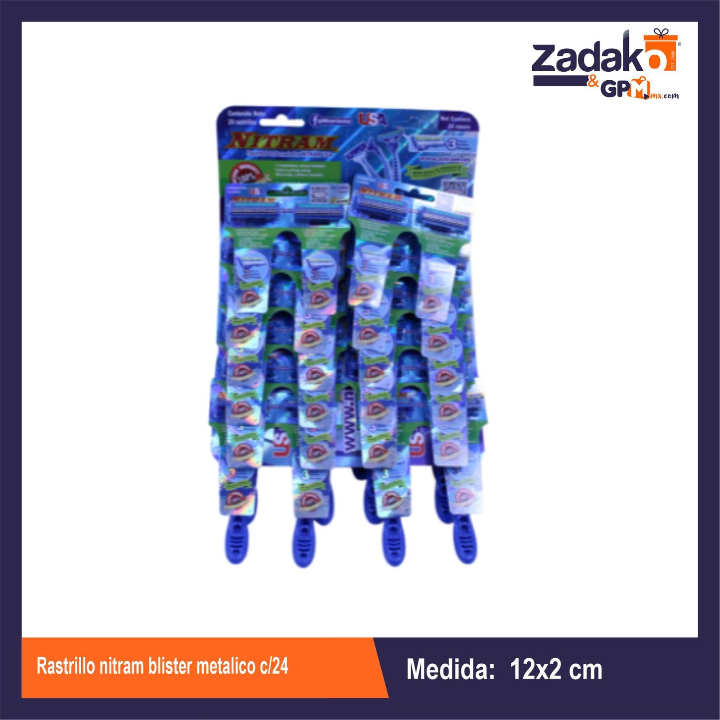 N-GPM-11000 R-MET RASTRILLO NITRAM BLISTER METALICO C/24 CAJA CON 48 PQTS