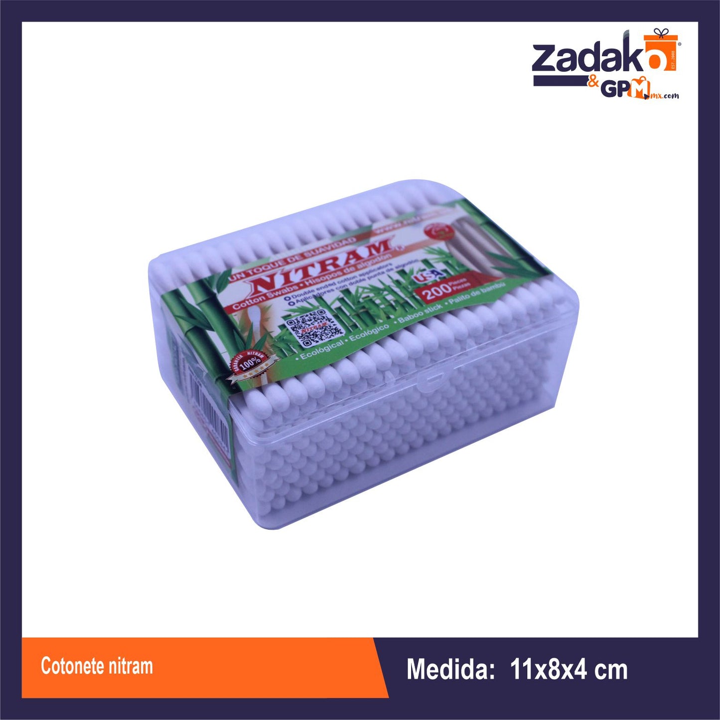 N-GPM-11004 CC200 COTONETE NITRAM CAJA 200 PIEZAS O CAJA CON 120 PZS.