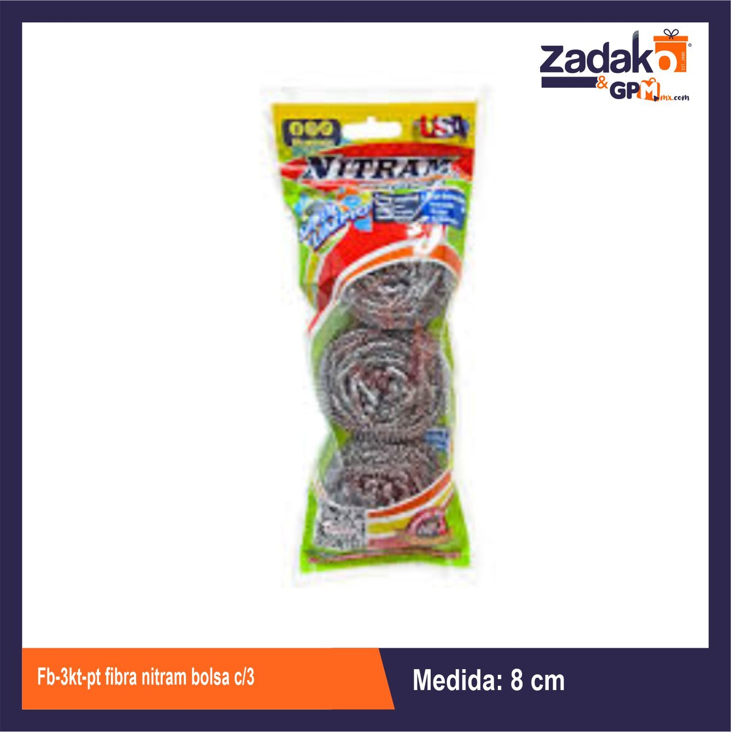 N-GPM-11014 FB-3KT-PT FIBRA NITRAM BOLSA CON 3 PZS O CAJA CON 200 PQTS.