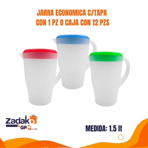 JARRA ECONOMICA CON TAPA CON 1 PZ O CAJA CON 12 PZS