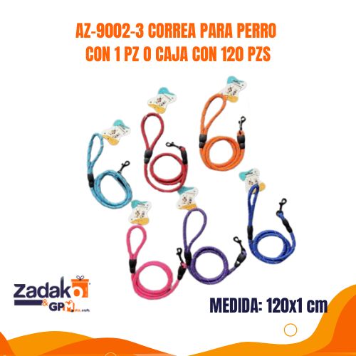 AZ-9002-3 CORREA PARA PERRO CON 1 PZ O CAJA CON 120 PZS