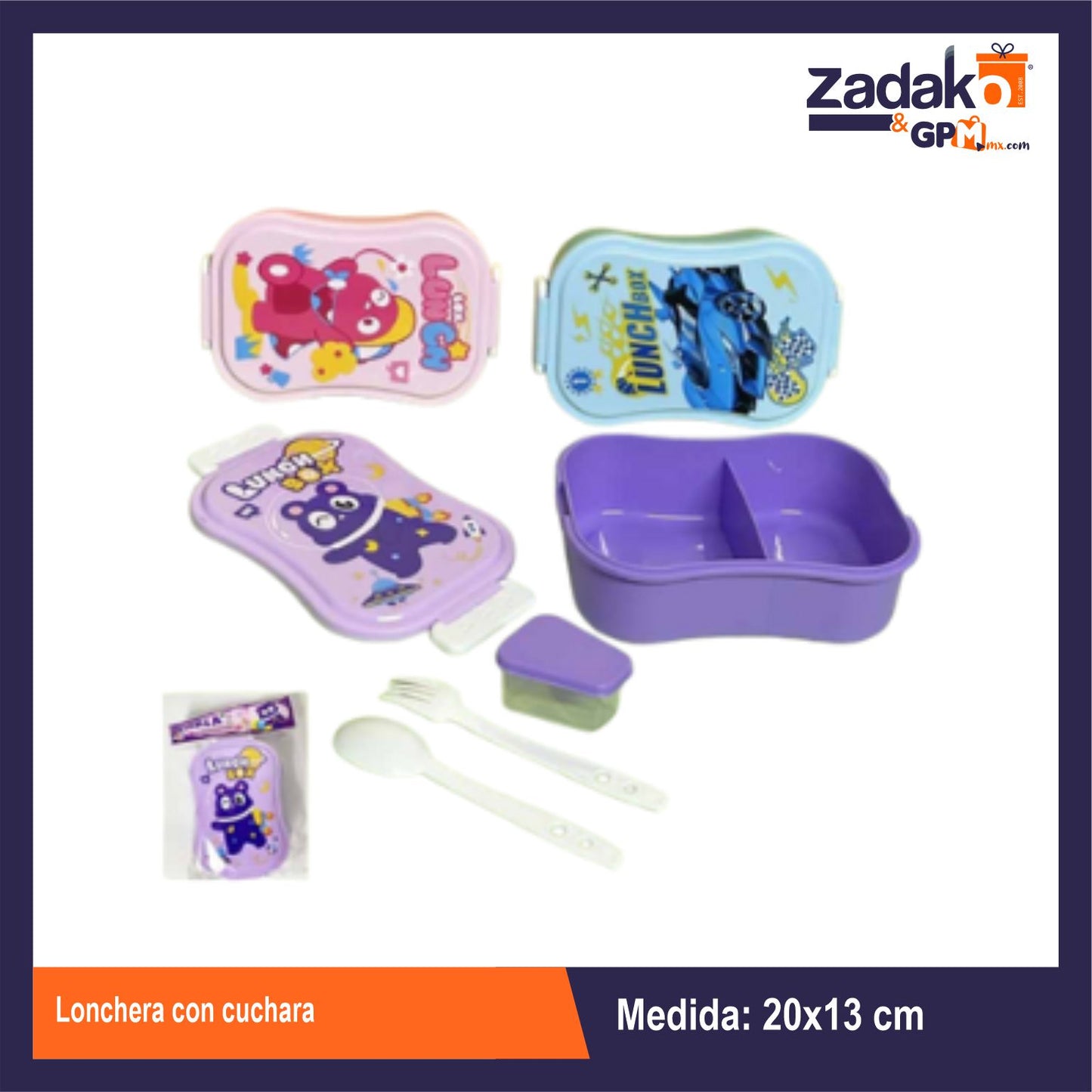 AD-1956A-1 LONCHERA CON CUCHARA CON 1 PZ O CAJA CON 96 PZS