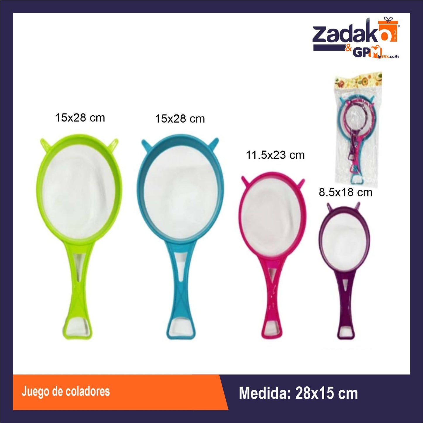 AK-5930 JUEGO DE COLADORES CON 1 PZ O CAJA CON 210 PZS