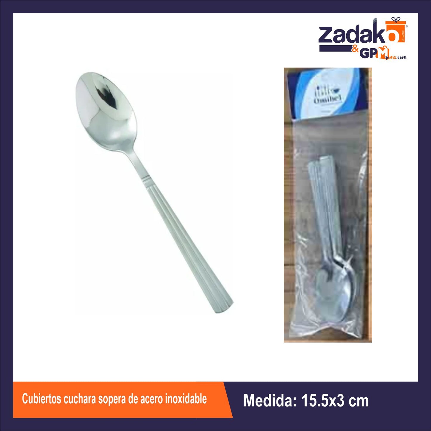 AS-0206-5 CUBIERTOS CUCHARA CAFETERA DE ACERO INOXIDABLE CON 12 PZS O CAJA CON 50 PQTS