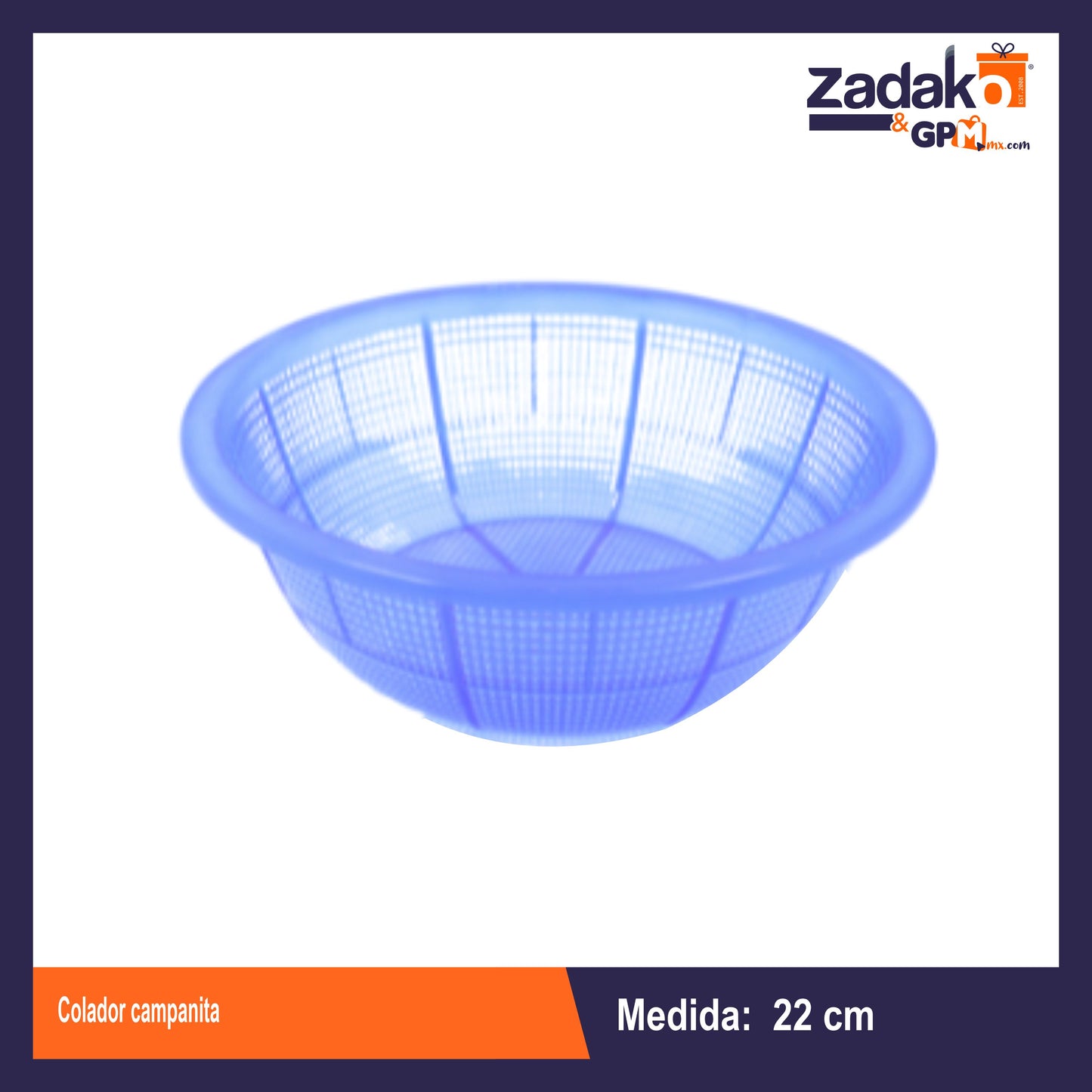 COLADOR CAMPANITA 22 CM CON 1 PZ O CAJA CON 140 PZS