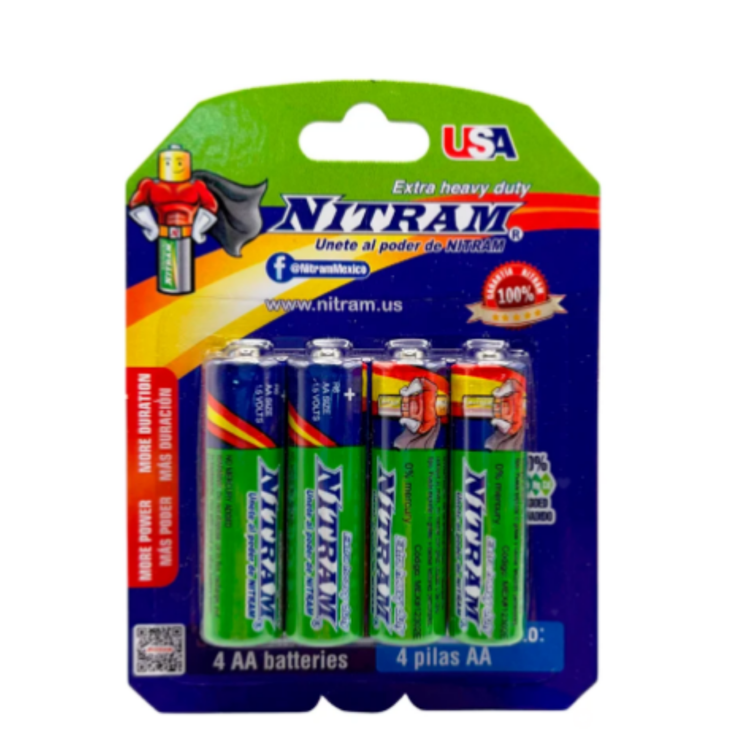 AAAN BLISTER 4 PILAS NITRAM AAA CON 6 PZS O CAJA CON 100 PQTS
