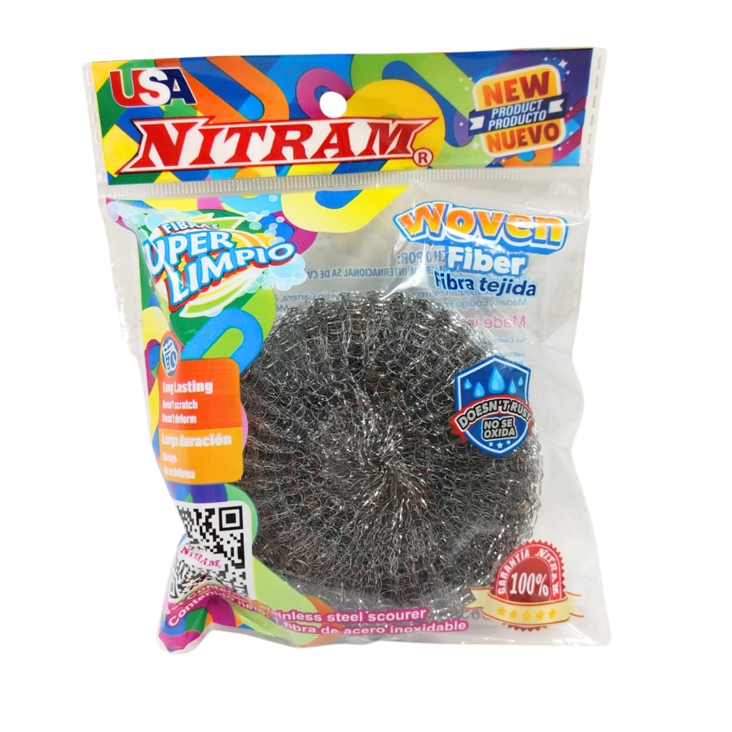 N-GPM-12077 FBT-1PZA FIBRA NITRAM TEJIDA GALVANIZADA INOXIDABLE JUMBO CON 1 PZ O CAJA CON 180 PZS