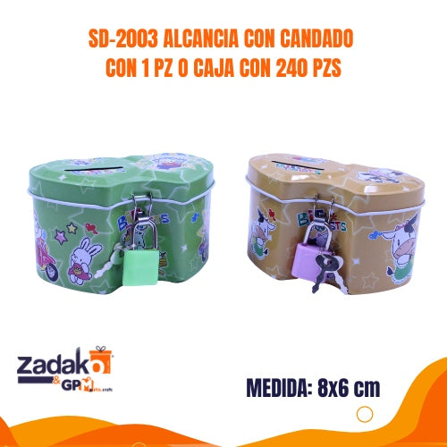 SD-2003 ALCANCIA CON CANDADO CON 1 PZ O CAJA CON 240 PZS