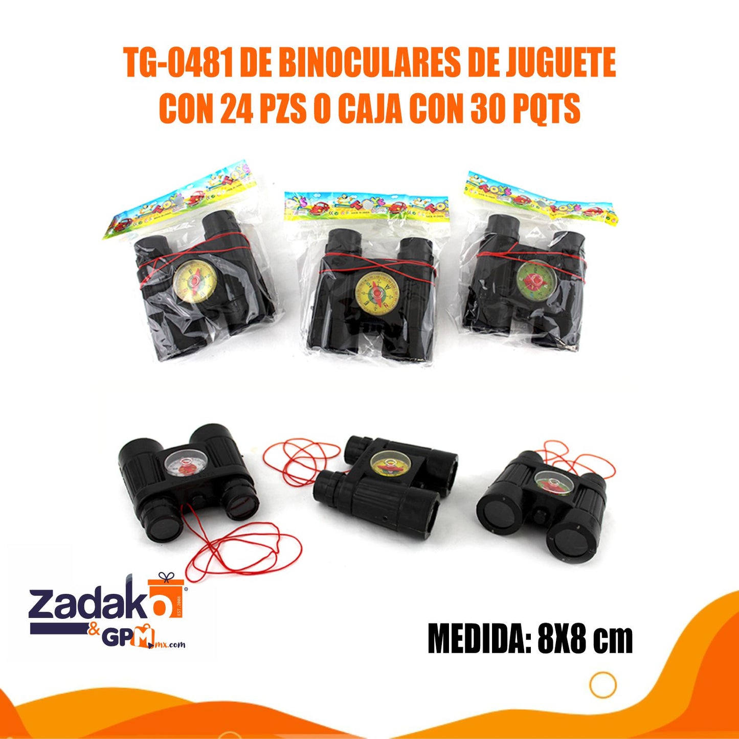 TG-0481 DE BINOCULARES DE JUGUETE CON 24 PZS O CAJA CON 30 PQTS