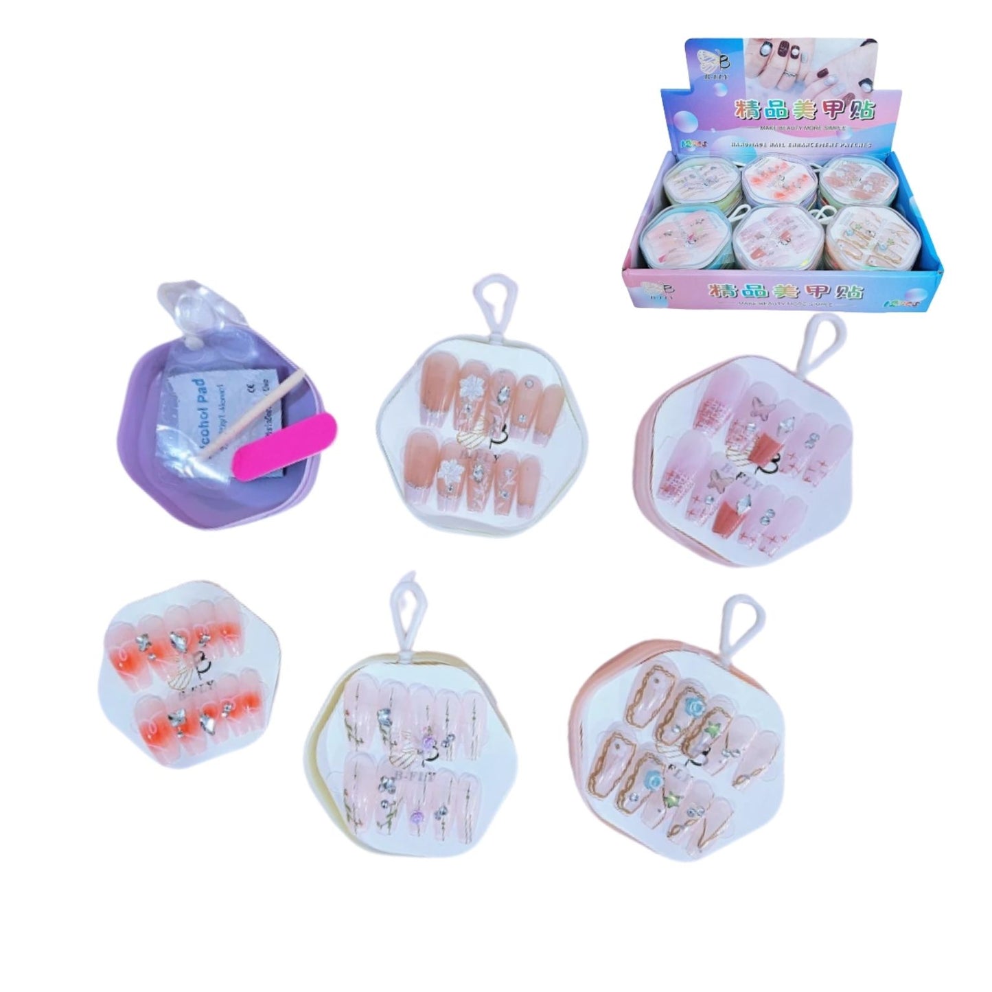 TB-0789H JUEGO DE DECORACION PARA UÑAS CON 12 PZ O CAJA CON 63 PQTS