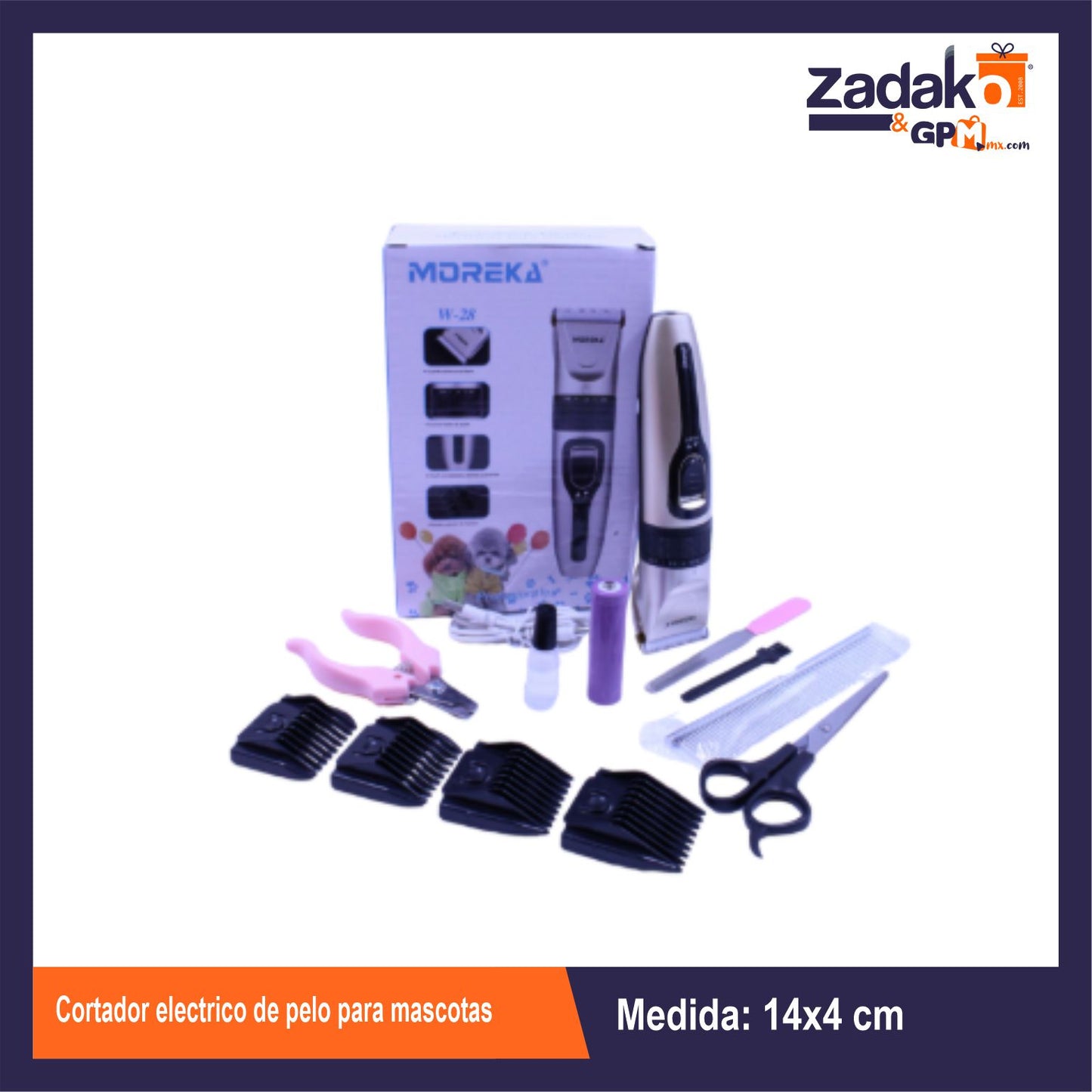 W-28 CORTADOR ELECTRICO DE PELO PARA MASCOTAS CON 1 PZA O CAJA CON 40 PZS