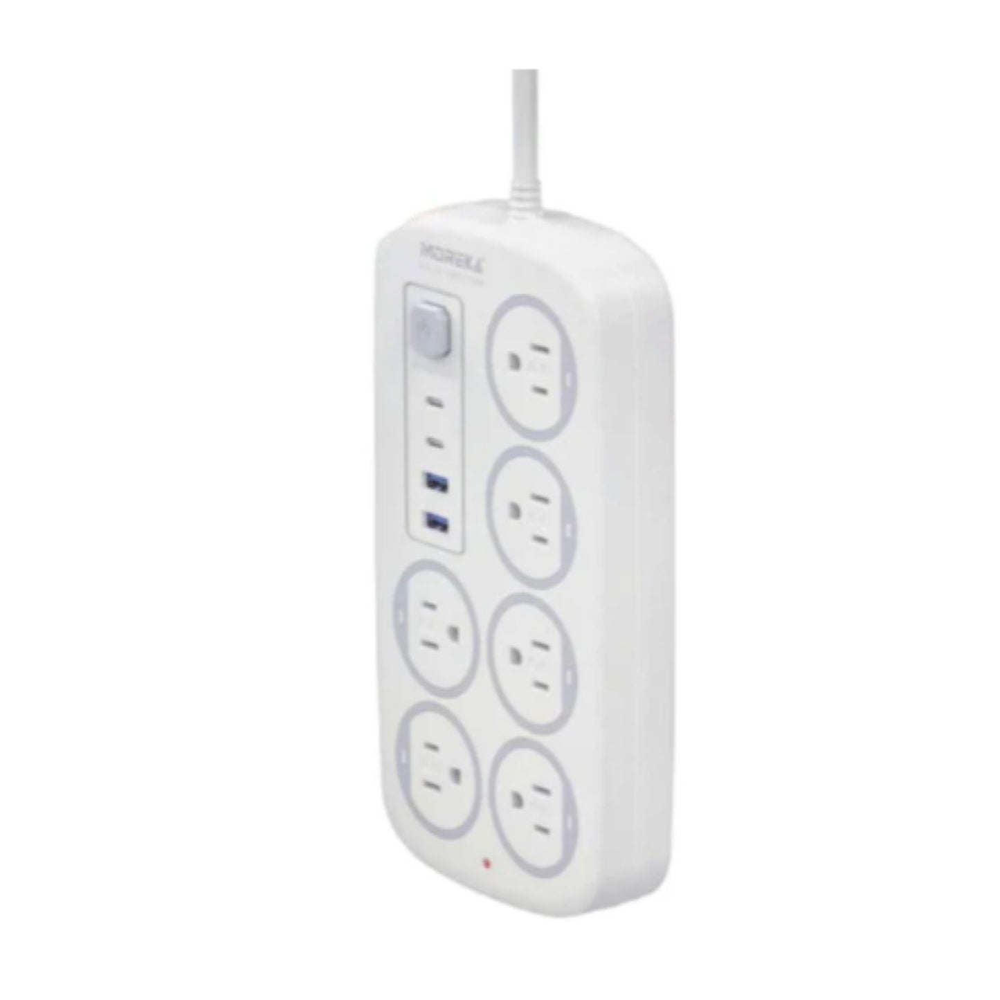 MC-5448C BARRA MULTICONTACTO MOREKA CON 6 TOMACORRIENTES, 2 PUERTOS USB-C Y 2 PUERTOS USB CON 1 PZ O CAJA CON 48 PZS