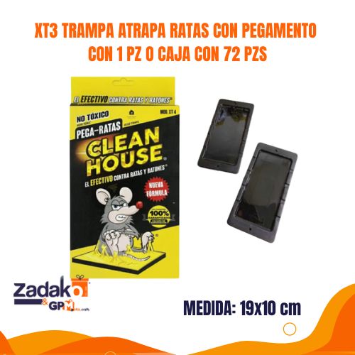 XT3 TRAMPA ATRAPA RATAS CON PEGAMENTO CON 1 PZ O CAJA CON 72 PZS