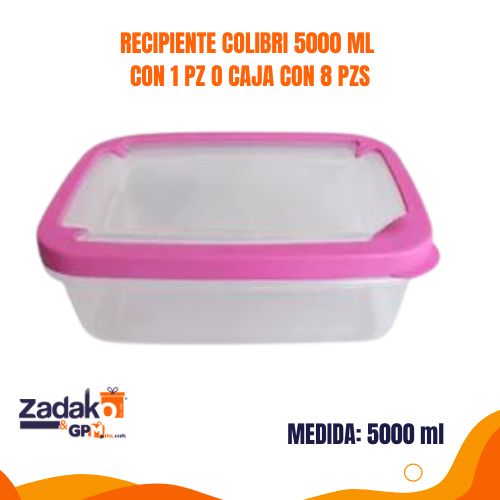 RECIPIENTE COLIBRI 5000 ML CON 1 PZ O CAJA CON 8 PZS