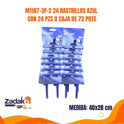 M1187-3F-2 24 RASTRILLOS AZUL CON 24 PZS O CAJA DE 72 PQTS