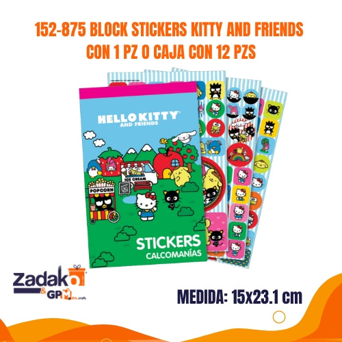 152-875 BLOCK STICKERS KITTY AND FRIENDS CON 1 PZ O CAJA CON 12 PZS