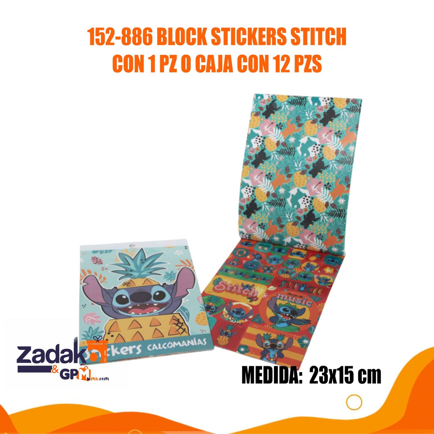 152-886 BLOCK STICKERS STITCH CON 1 PZ O CAJA CON 12 PZS