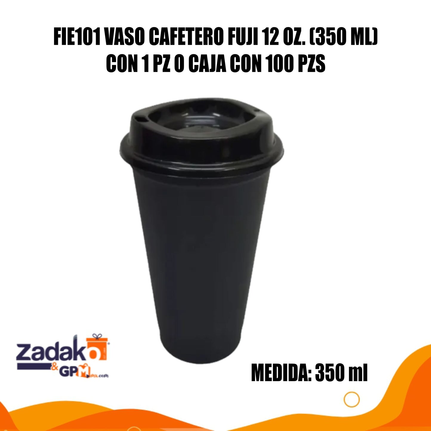 FIE101 VASO CAFETERO FUJI 12 OZ. (350 ML) CON 1 PZ O CAJA CON 100 PZS