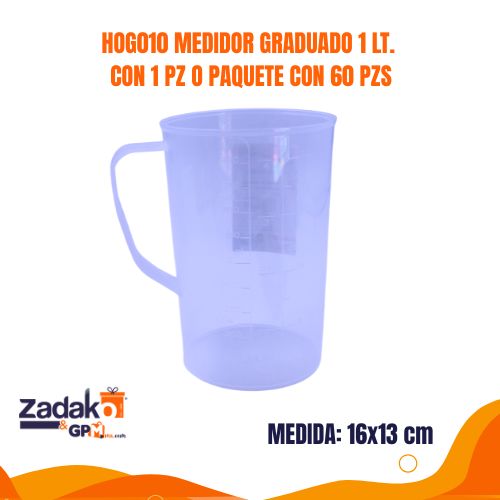 HOG010 MEDIDOR GRADUADO 1 LT. CON 1 PZ O PAQUETE CON 60 PZS