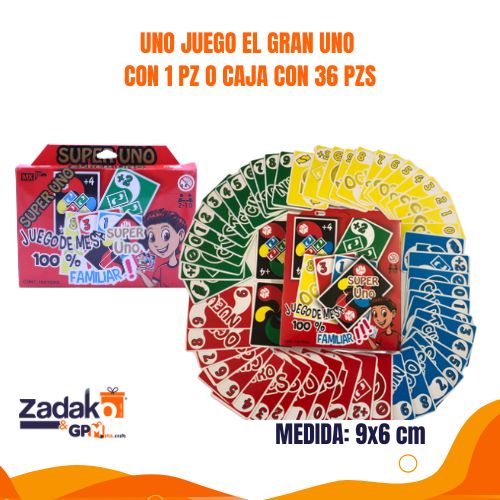 UNO JUEGO EL GRAN UNO CON 1 PZ O CAJA CON 36 PZS