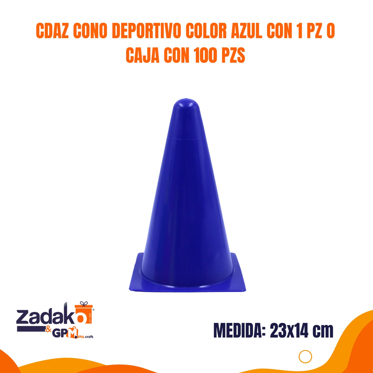 N-GPM-12855 CDAZ CONO DEPORTIVO COLOR AZUL CON 1 PZ O CAJA CON 100 PZS