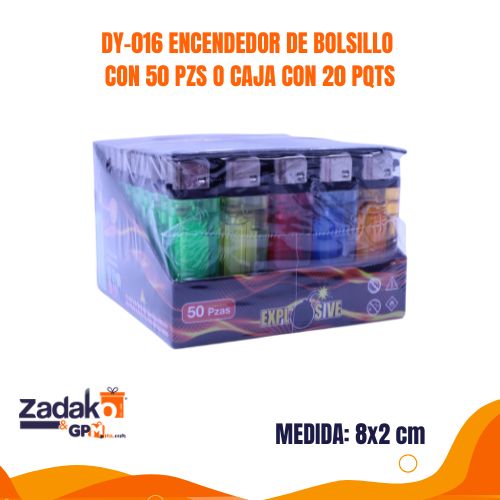 DY-016 ENCENDEDOR DE BOLSILLO CON 50 PZS O CAJA CON 20 PQTS
