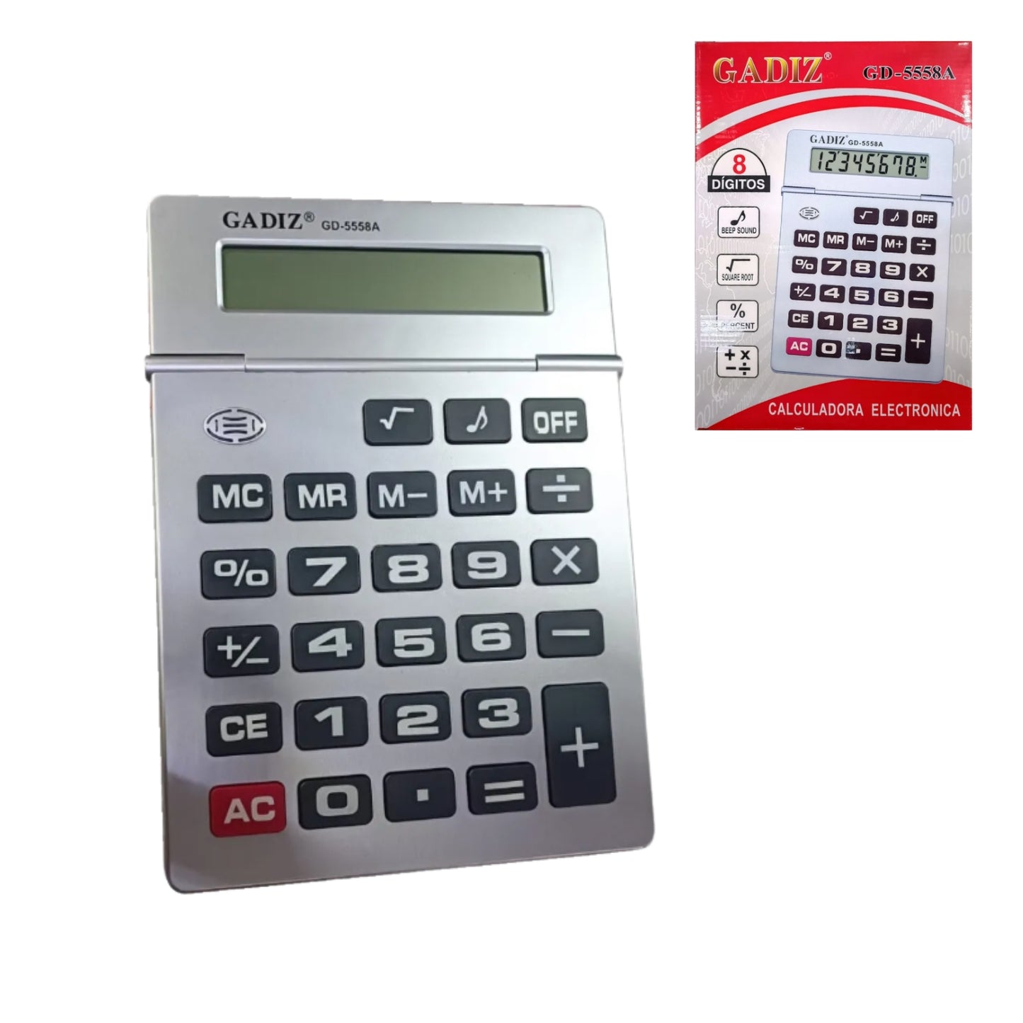 GD5558A CALCULADORA JUMBO 8 DIGITOS CON 1PZA O CAJA CON 20 PZS