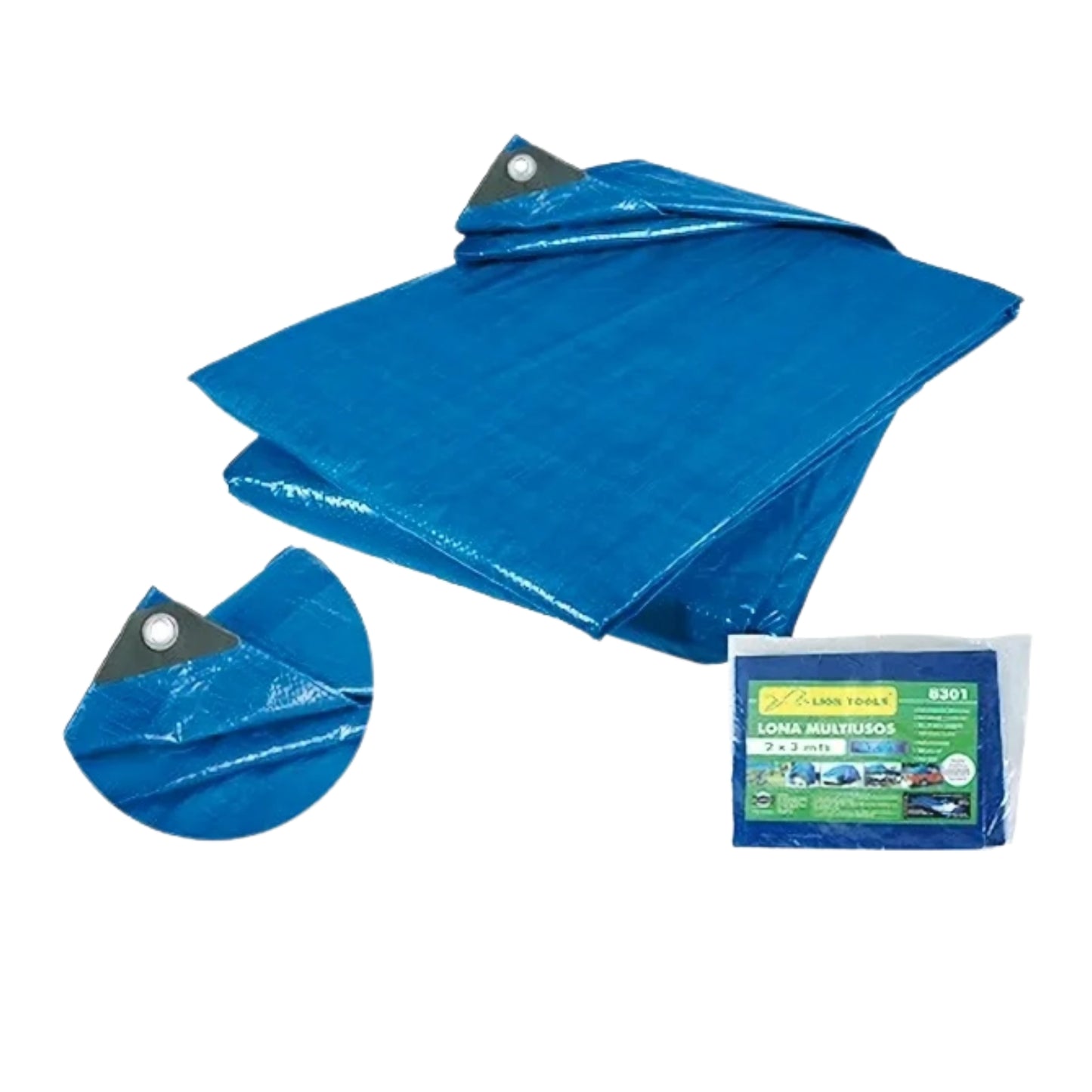 8304 LONA AZUL 3x5 MT LION TOOLS CON 1 PZ O CAJA CON 16 PZS