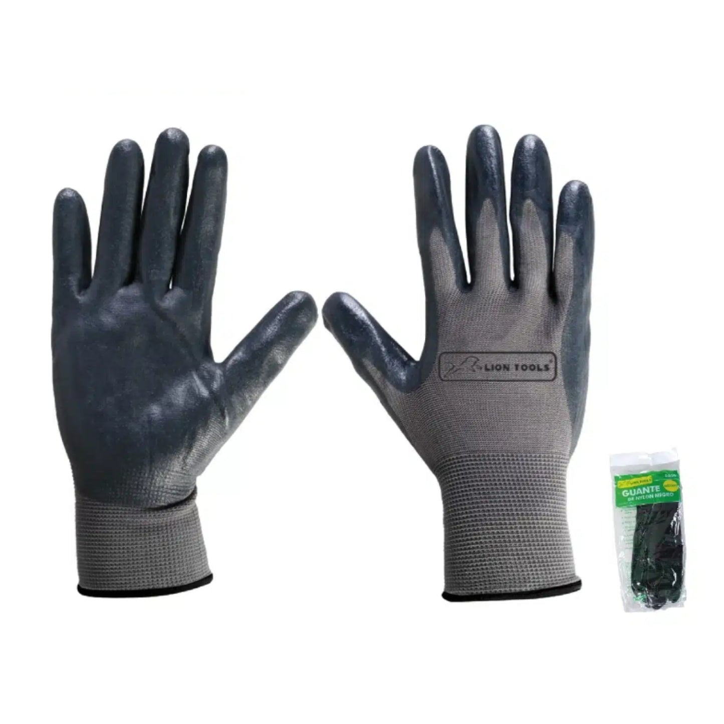 0860 GUANTE PALMA NITRILO NEGRO GRANDE LION TOOLS CON 1 PAR O CAJA CON 240 PRS