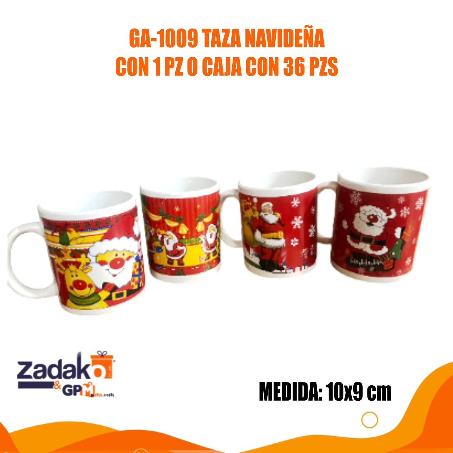 GA-1009 TAZA NAVIDEÑA CON 1 PZ O CAJA CON 36 PZS