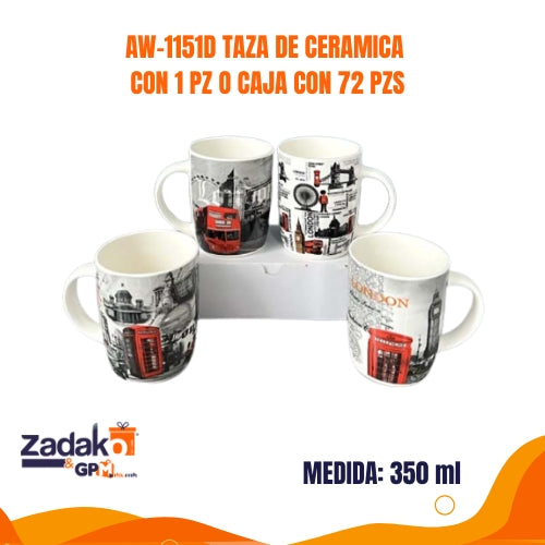 AW-1151D TAZA DE CERAMICA CON 1 PZ O CAJA CON 72 PZS