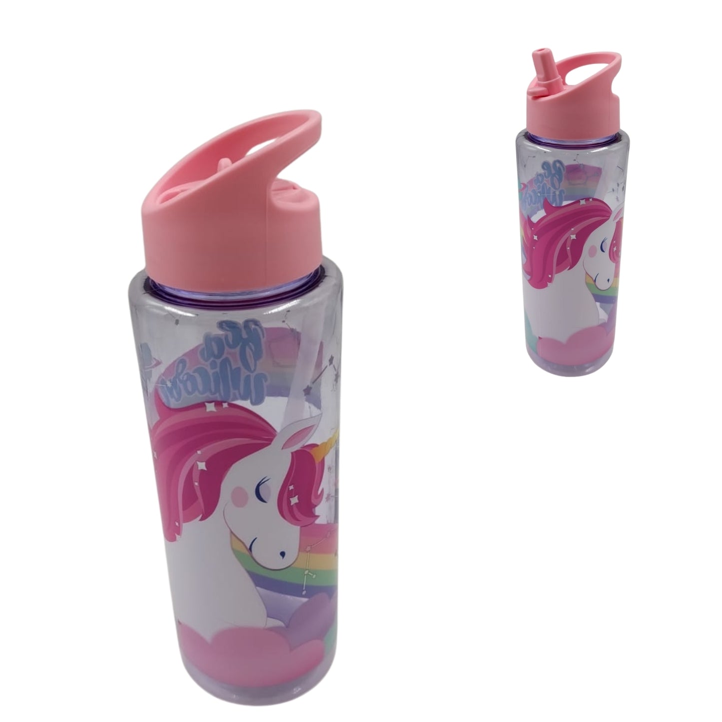 00911INC - BOTELLA ALTA CON POPOTE UNICORNIO CON 1 PZ O CAJA CON 48 PZS