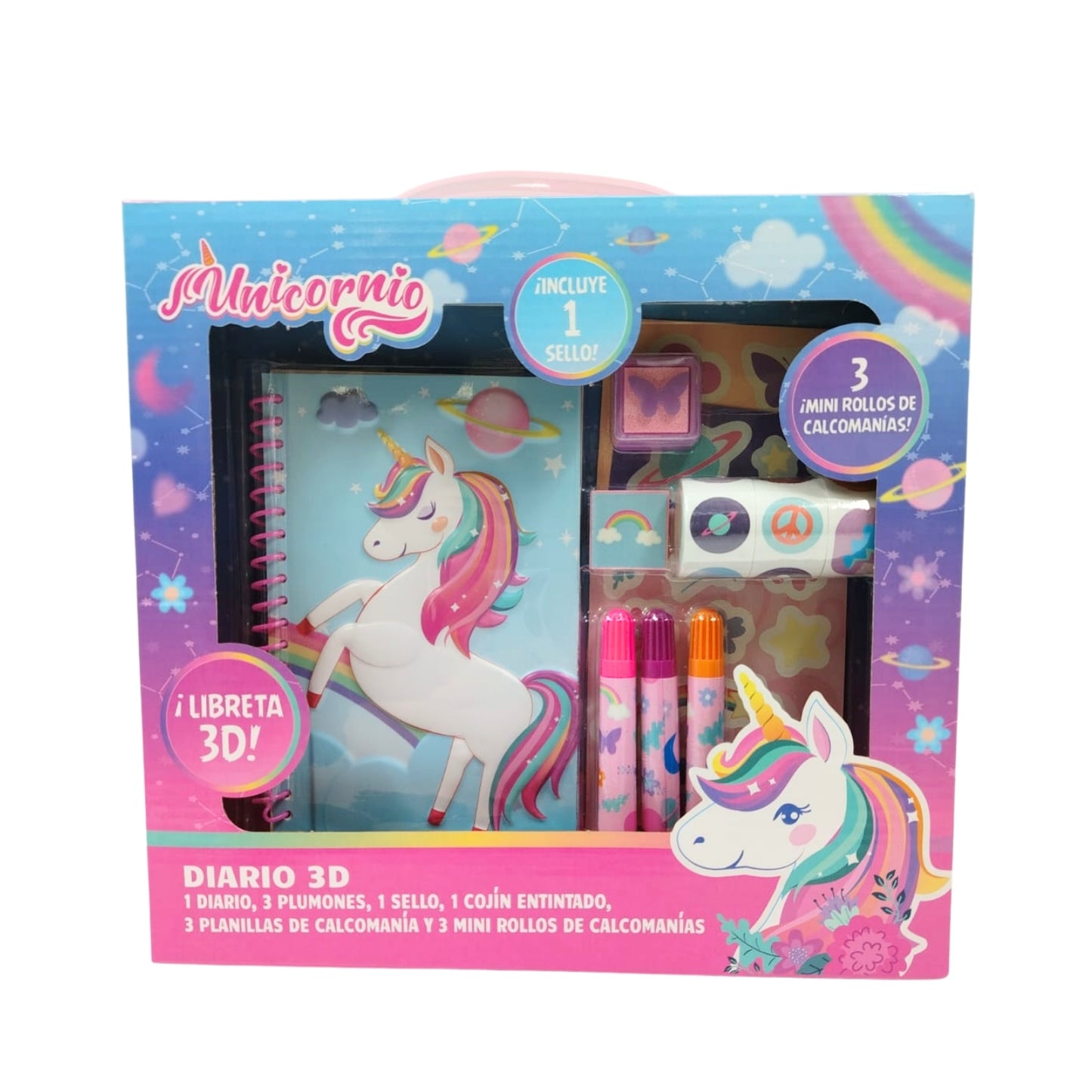 93753INC - DIARIO 3D UNICORNIO CON 1 PZ O CAJA CON 12 PZS