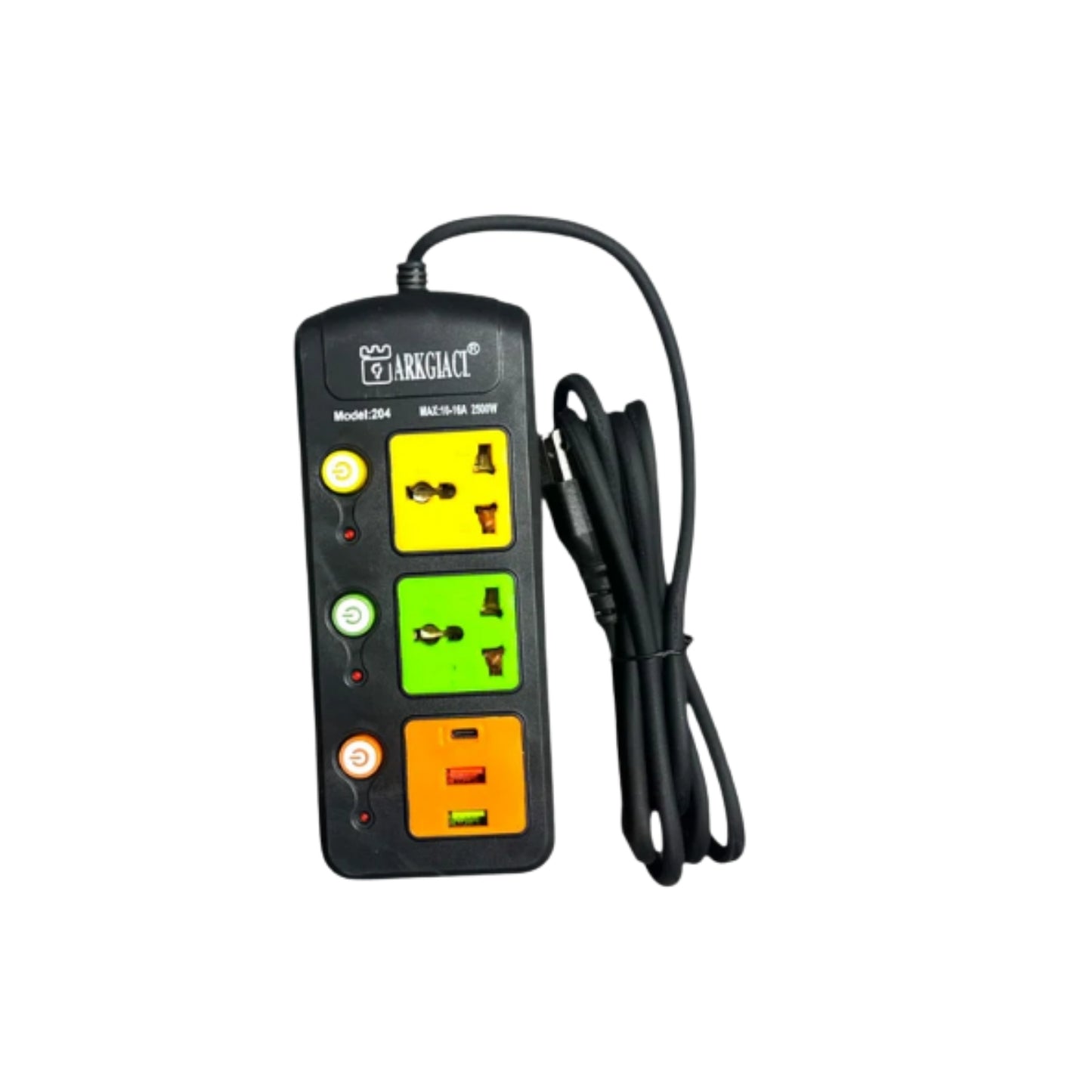 M1322-2H-40 MULTICONTACTO ELECTRICO CON 2 ENCHUFES Y 3 USB 10-16A 2500W, CON 1 PZA O CAJA CON 80 PZS