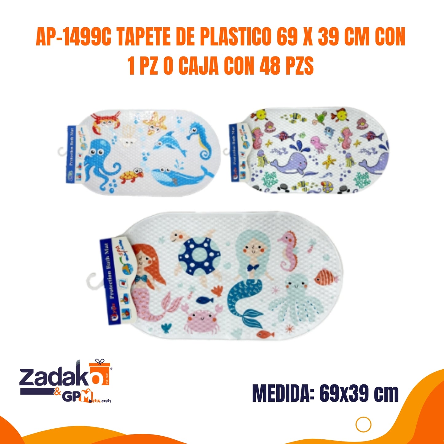 AP-1499C TAPETE DE PLASTICO 69 X 39 CM CON 1 PZ O CAJA CON 48 PZS