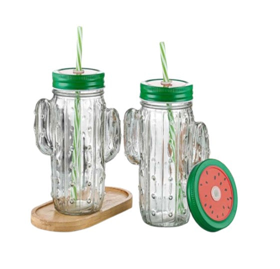 N-GPM-13569 AV-2510 VASO DE VIDRIO FIGURA CON TAPA Y POPOTE CON 1 PZ O CAJA CON 48 PZS