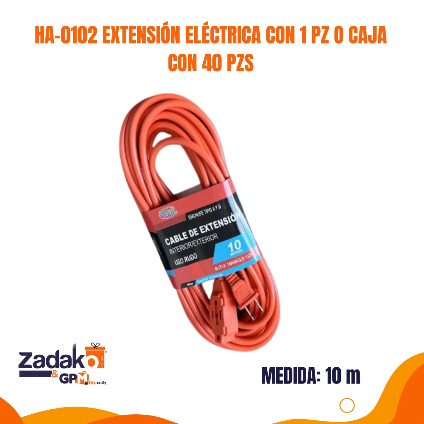 HA-0102 EXTENSIÓN ELÉCTRICA CON 1 PZ O CAJA CON 40 PZS