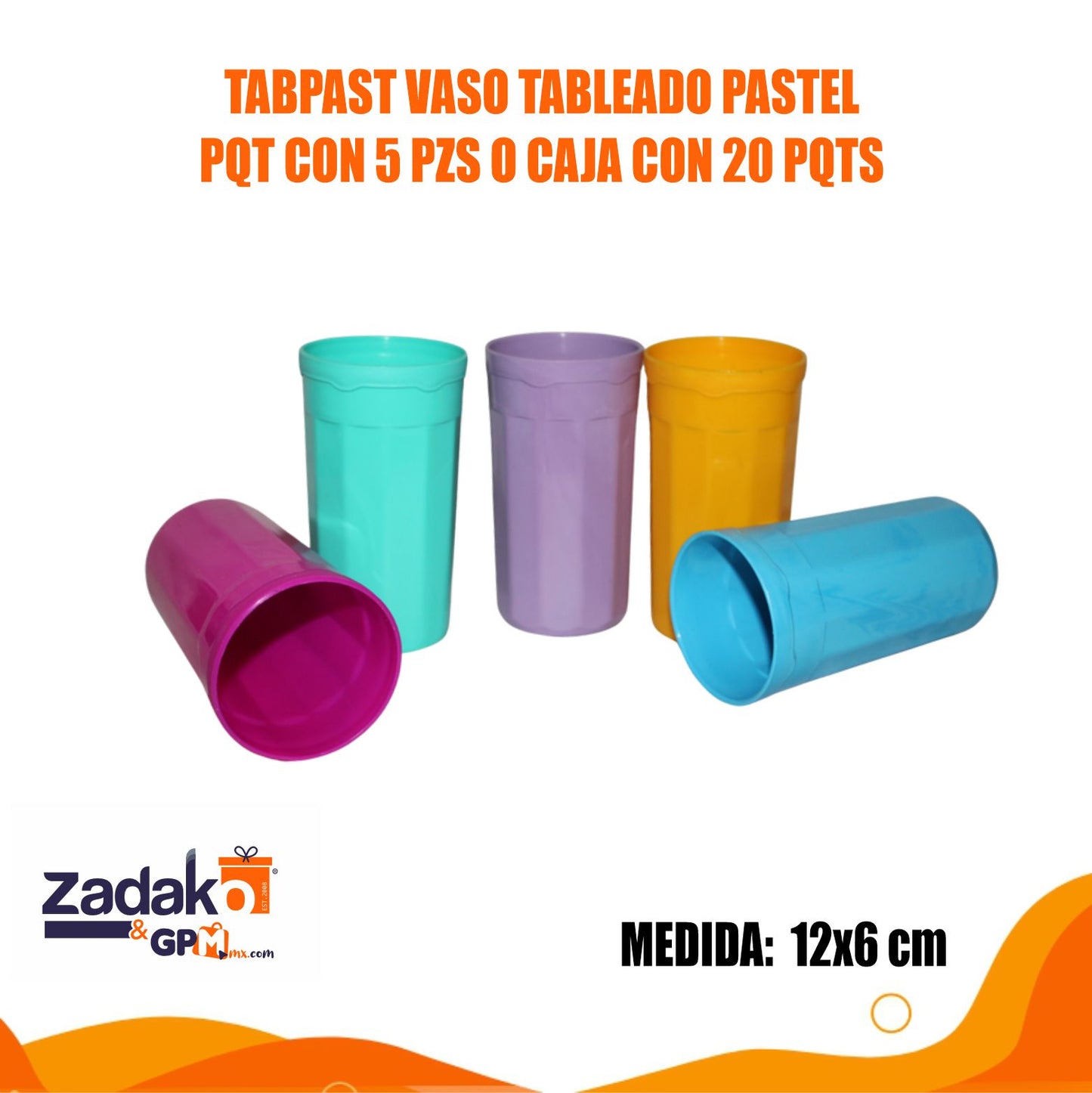TABPAST 5 VASOS TABLEADO PASTEL, O CAJA CON 20 PQTS
