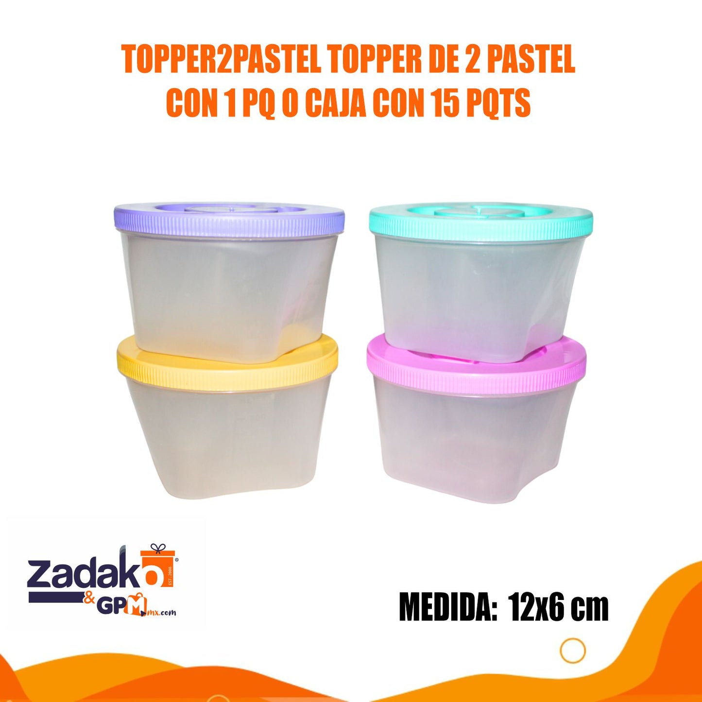 TOPPER2PASTEL TOPPER DE 2 PASTEL CON 1 PQ O CAJA CON 15 PQTS