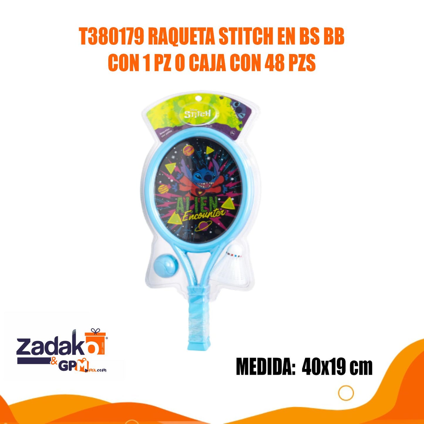 T380179 RAQUETA STITCH EN BS BB CON 1 PZ O CAJA CON 48 PZS