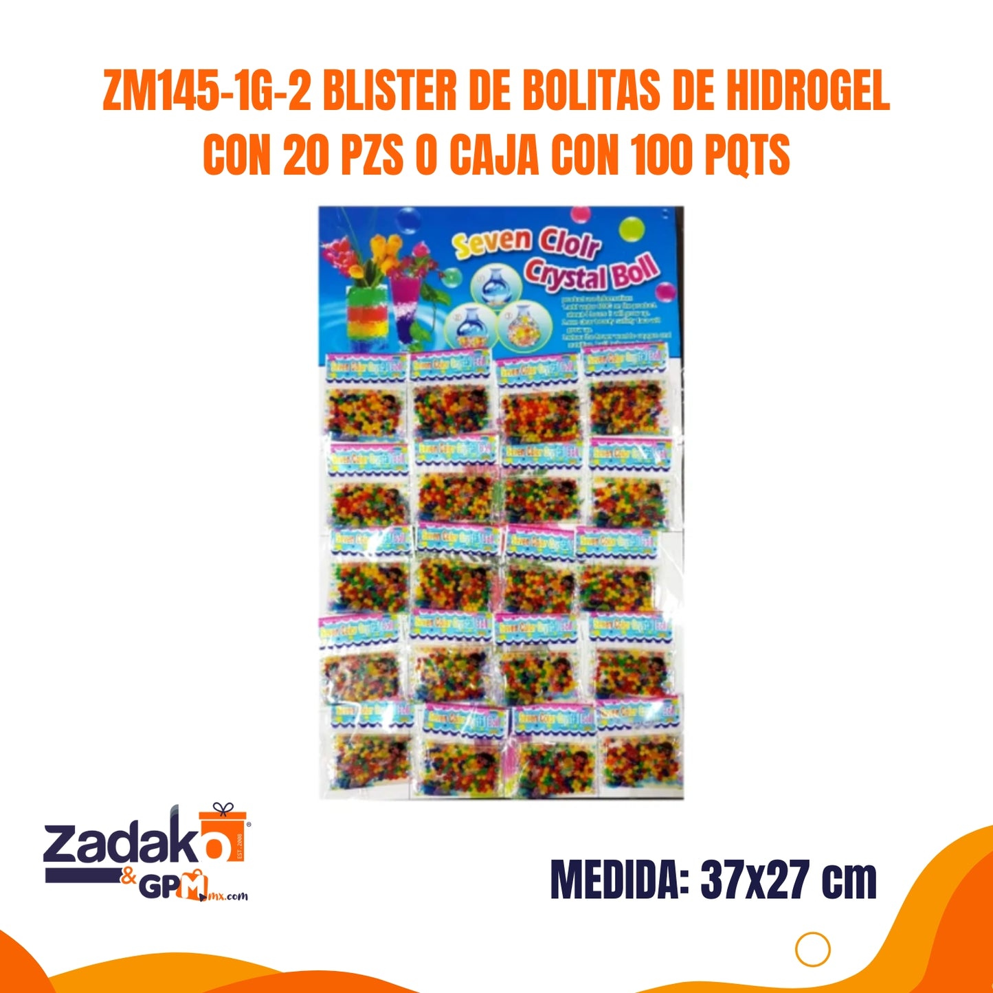 ZM145-1G-2 BLISTER DE BOLITAS DE HIDROGEL CON 20 PZS O CAJA CON 100 PQTS