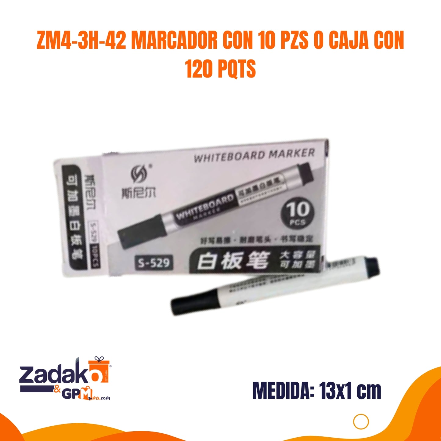 ZM4-3H-42 MARCADOR CON 10 PZS O CAJA CON 120 PQTS