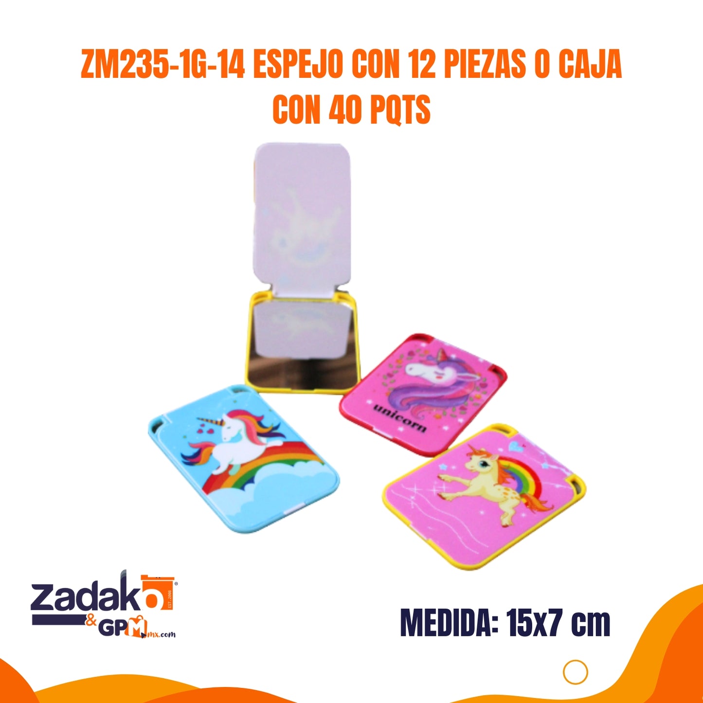 ZM235-1G-14 ESPEJO CON 12 PIEZAS O CAJA CON 40 PQTS